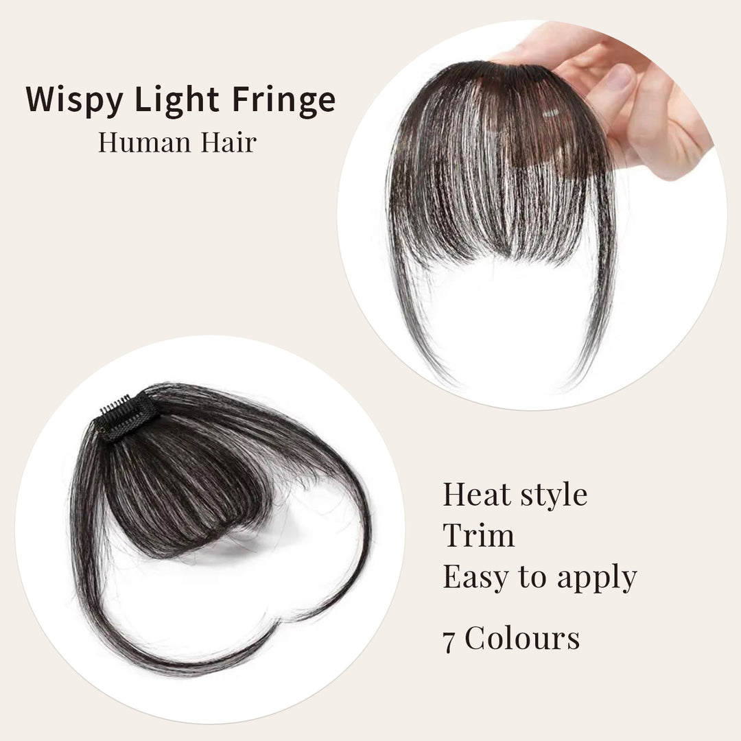 Wispy Light Human Hair Fringe Air Bangs Clip In Medusa Hair Extensions